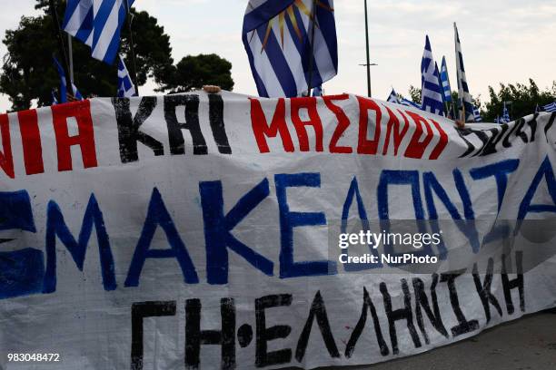 People are demonstrating at Thessaloniki protesting against the aggreement between the Greek and FYROM's goverments about the rename of the FYROM to...