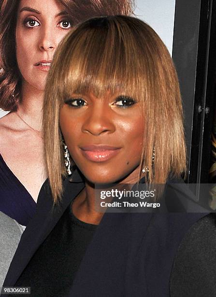 Tennis player Serena Williams attends the premiere of "Date Night" at Ziegfeld Theatre on April 6, 2010 in New York City.