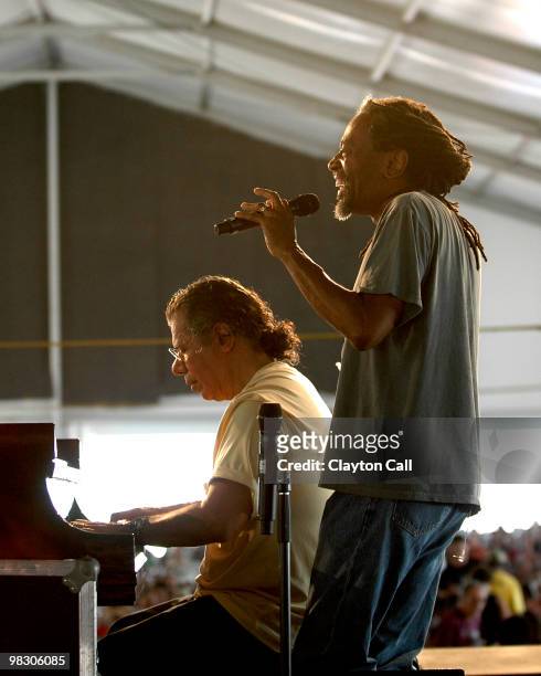Chick Corea and Bobby McFerrin performing at the New Orleans Jazz & Heritage Festival on May 03 2008