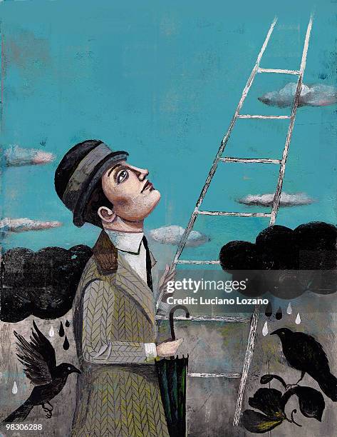 change - man umbrella stock illustrations