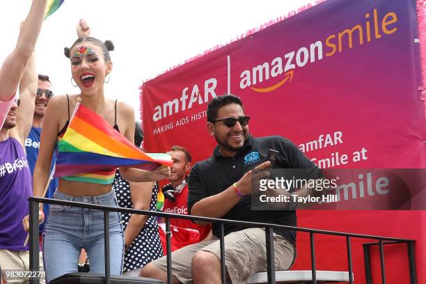 Victoria Justice attends the 2018 NYC Pride March on June 24, 2018 in New York City.