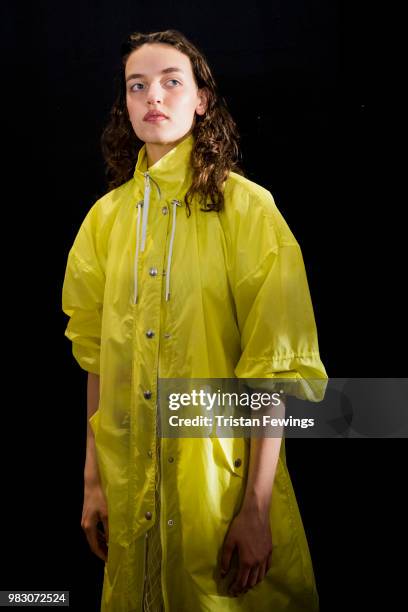 Model poses backstage prior the Kenzo Menswear Spring Summer 2019 show as part of Paris Fashion Week on June 24, 2018 in Paris, France.