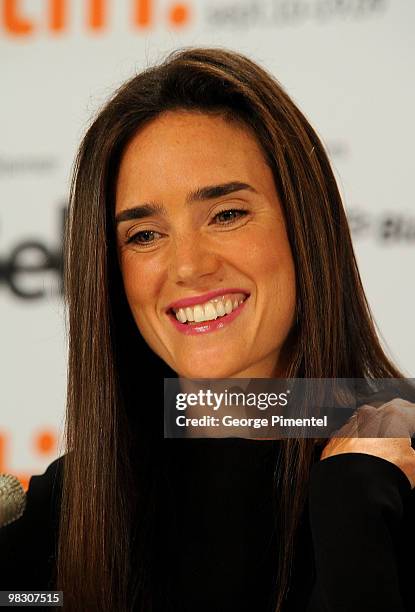 Actress Jennifer Connelly speaks onstage at the "Creation" press conference held at the Sutton Place Hotel on September 11, 2009 in Toronto, Canada.