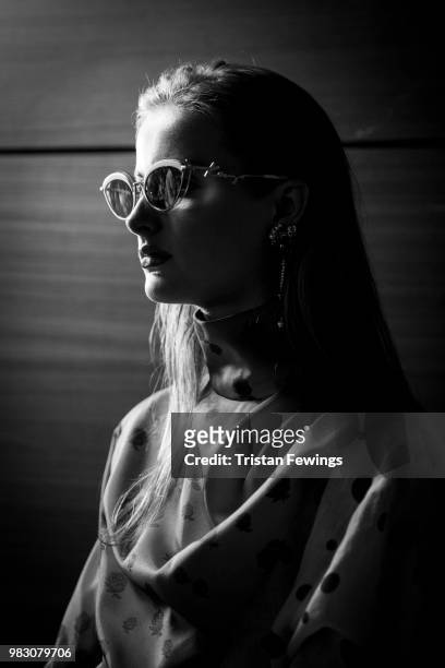 Model poses backstage prior the Kenzo Menswear Spring Summer 2019 show as part of Paris Fashion Week on June 24, 2018 in Paris, France.