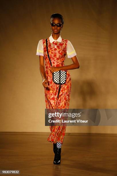 Model walks the runway during the Paul Smith Menswear Spring/Summer 2019 show as part of Paris Fashion Week on June 24, 2018 in Paris, France.