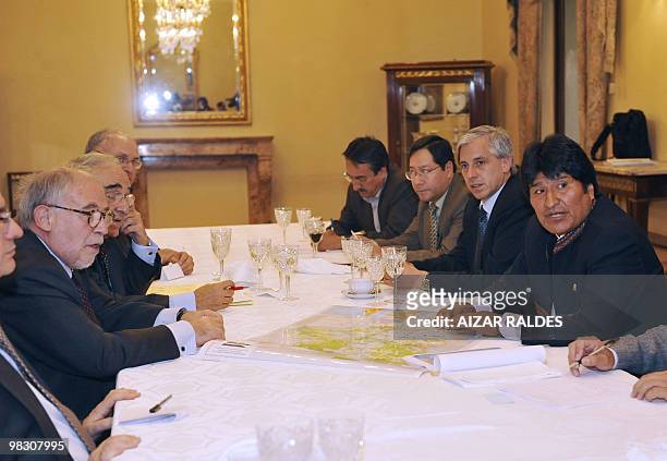 Bolivia's President Evo Morales meets with Marco Aurelio Garcia , advisor for international affairs to Brazilian President Luiz Inacio Lula da Silva...