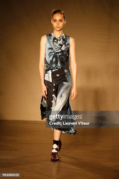 Model walks the runway during the Paul Smith Menswear Spring/Summer 2019 show as part of Paris Fashion Week on June 24, 2018 in Paris, France.