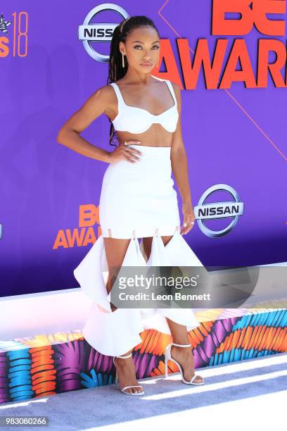 Logan Browning attends the 2018 BET Awards at Microsoft Theater on June 24, 2018 in Los Angeles, California.