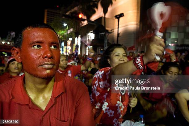 Thousands of Red shirt supporters of former PM Thaksin Shinawatra defy the government for a fifth day by taking over the streets of the city's main...