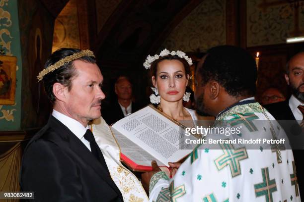 Wedding of the Smalto Stylist Franck Boclet with Solenne in the Crypt of the Saint Alexander Nevsky Cathedral on June 24, 2018 in Paris, France.
