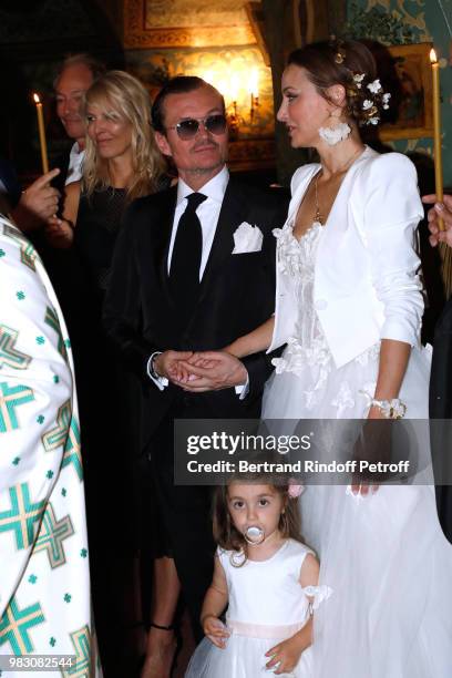 Wedding of the Smalto Stylist Franck Boclet with Solenne, here with her daughter Scarlette, in the Crypt of the Saint Alexander Nevsky Cathedral on...