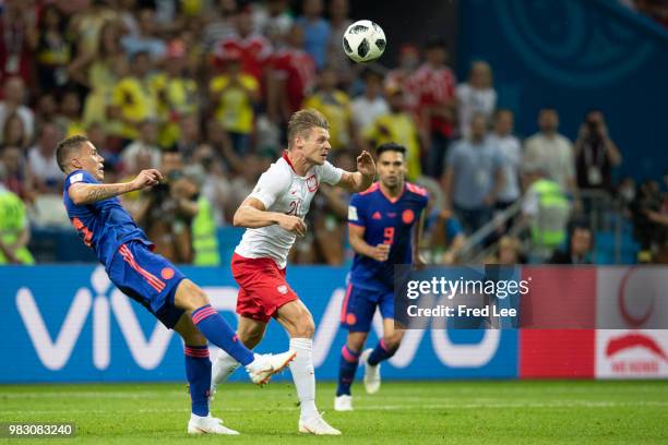 Lukasz Piszczek of Poland in action during the 2018 FIFA World Cup Russia Group H match between Poland and Colombia at the Kazan Arena in Kazan,...
