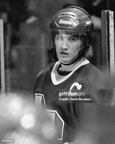 Mario Lemieux of the Laval Voisins of the QMJHL skates in the early 1980's at the Montreal Forum in Montreal, Quebec, Canada.