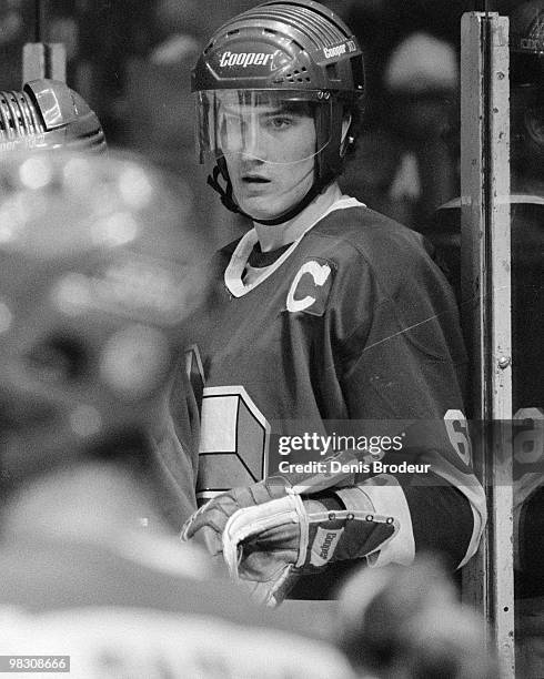 Mario Lemieux of the Laval Voisins of the QMJHL skates in the early 1980's at the Montreal Forum in Montreal, Quebec, Canada.