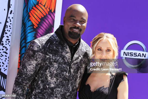 Mike Colter and Iva Colter attend the 2018 BET Awards at Microsoft Theater on June 24, 2018 in Los Angeles, California.