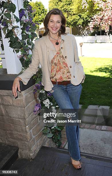 Actress Brenda Strong attends the celebrity rally on ABC's Wisteria Lane to raise awareness about child hunger on April 7, 2010 in Universal City,...