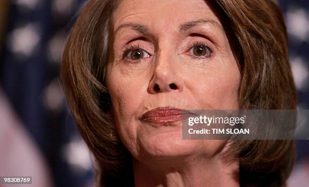 This December 13, 2007 file photo shows US House Speaker Nancy Pelosi, D-CA, during her weekly press conference on Capitol Hill in Washington, DC....