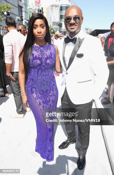 Sevyn Streeter and Big Tigger attend the 2018 BET Awards at Microsoft Theater on June 24, 2018 in Los Angeles, California.
