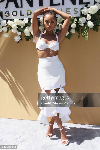 Logan Browning attends the Pantene Style Stage during the 2018 BET Awards at Microsoft Theater on June 24, 2018 in Los Angeles, California.