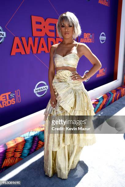 Serayah McNeill attends the 2018 BET Awards at Microsoft Theater on June 24, 2018 in Los Angeles, California.