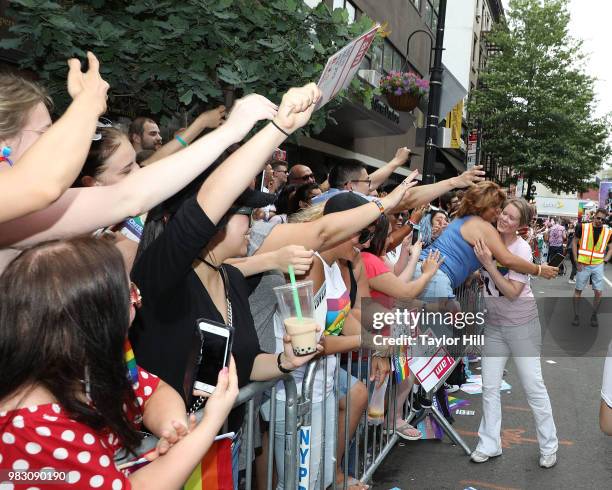 Cynthia Nixon attends the 2018 NYC Pride March on June 24, 2018 in New York City.