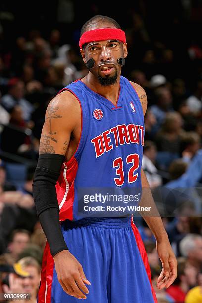 Richard Hamilton of the Detroit Pistons looks across the court during the game against the Golden State Warriors on February 27, 2009 at Oracle Arena...