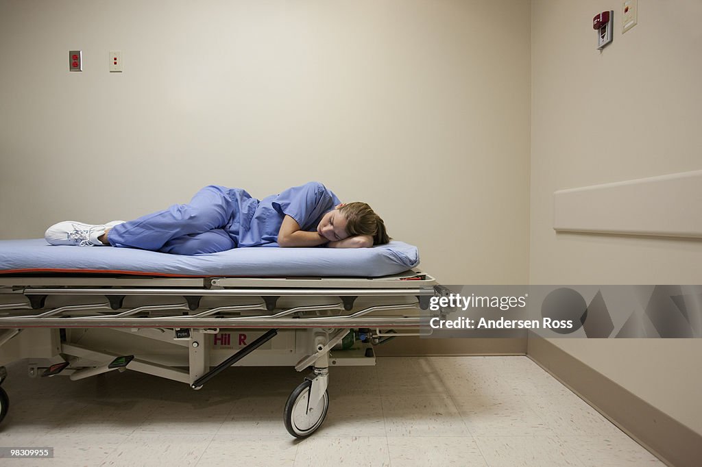 Medical worker napping at hospital