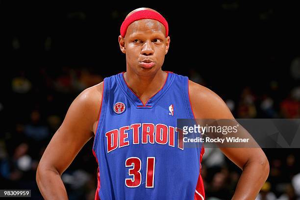 Charlie Villanueva of the Detroit Pistons looks across the court during the game against the Golden State Warriors on February 27, 2009 at Oracle...