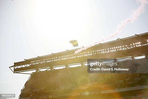 Paratroopers and flyovers at the 110th Annual Army Navy Game on December 12, 2009 in Philadelphia, Pennsylvania.