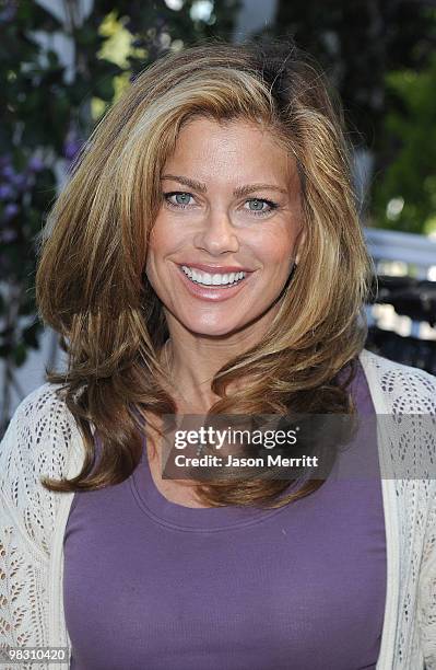 Actress Kathy Ireland attends the celebrity rally on ABC's Wisteria Lane to raise awareness about child hunger on April 7, 2010 in Universal City,...