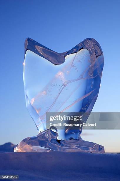ice heart at sunset, in the arctic - isskulptur bildbanksfoton och bilder