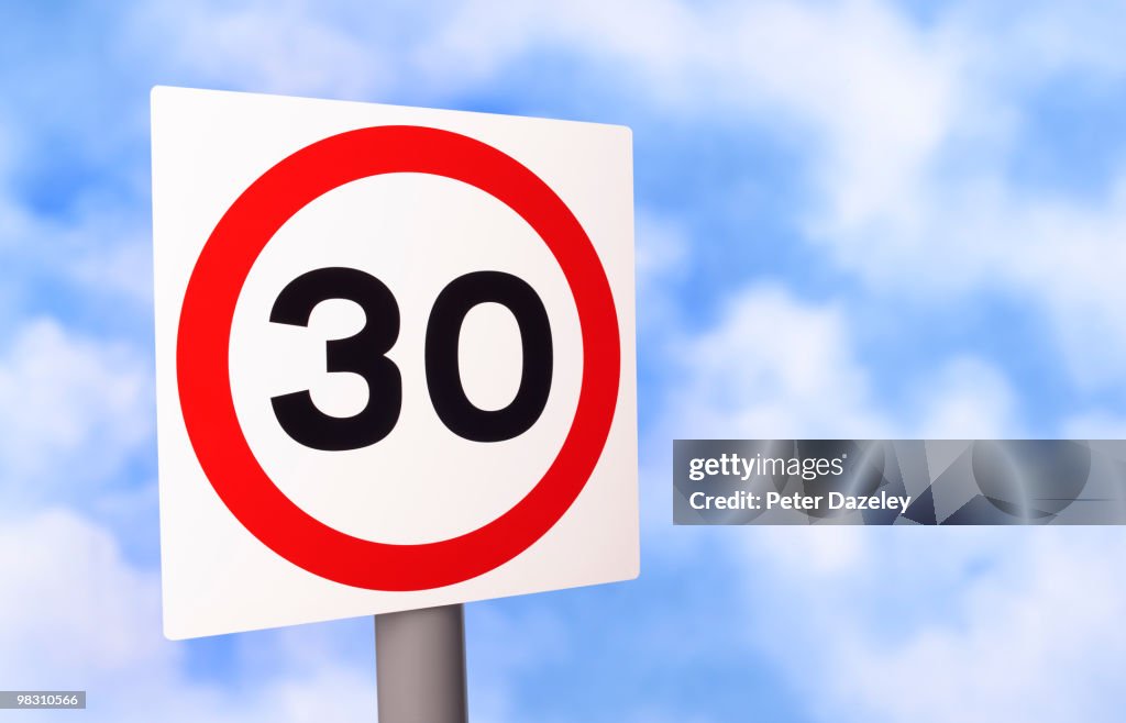 Warning 30mph Road Sign High-Res Stock Photo - Getty Images