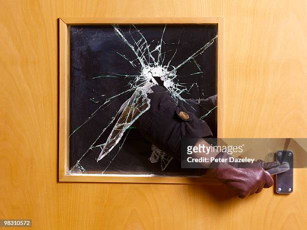 criminal breaking an entering home office - house door stock pictures, royalty-free photos & images
