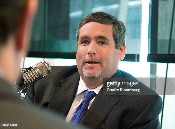 Shawn Matthews, chief executive officer of Cantor Fitzgerald LP, speaks during a radio interview in New York, U.S., on Wednesday, April 7, 2010....