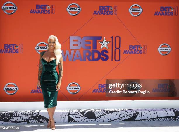 Amber Rose attends the 2018 BET Awards at Microsoft Theater on June 24, 2018 in Los Angeles, California.