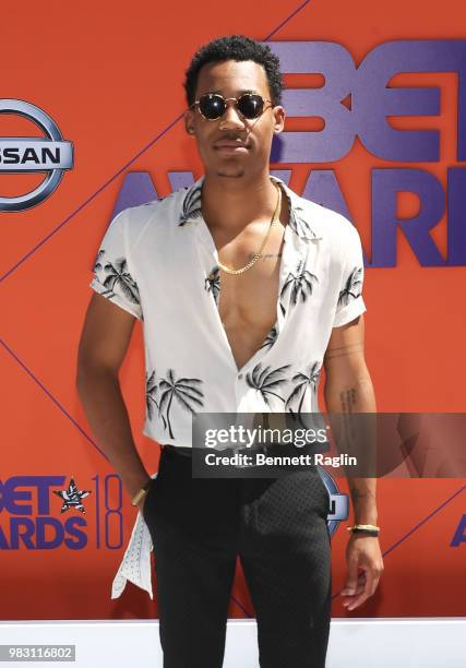 Tyler James Williams attends the 2018 BET Awards at Microsoft Theater on June 24, 2018 in Los Angeles, California.