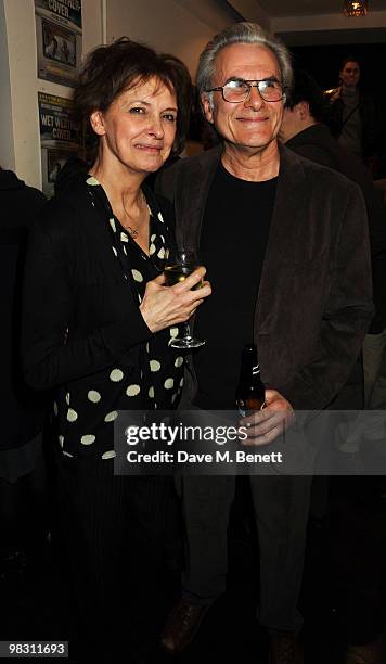Kate Fahy and Oliver Cotton attend the press night of 'Wet Weather Cover', at the Arts Theatre on April 7, 2010 in London, England.
