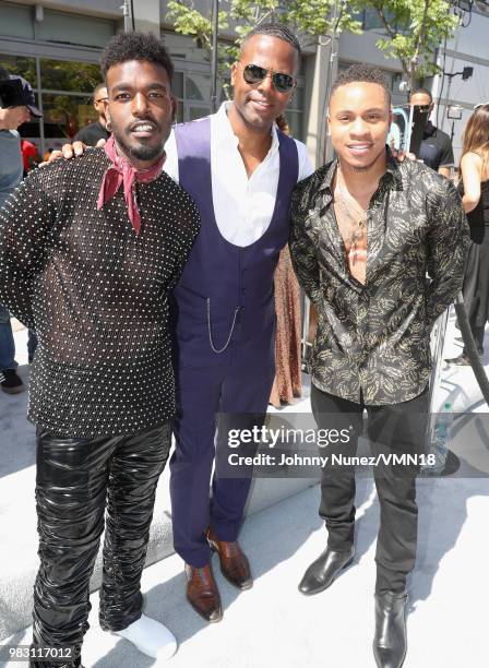 Luke James, A. J. Calloway, and Rotimi attend the 2018 BET Awards at Microsoft Theater on June 24, 2018 in Los Angeles, California.