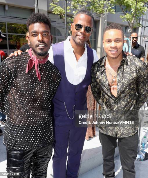Luke James, A. J. Calloway, and Rotimi attend the 2018 BET Awards at Microsoft Theater on June 24, 2018 in Los Angeles, California.