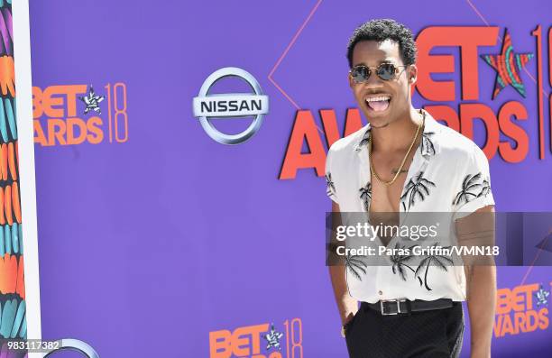 Tyler James Williams attends the 2018 BET Awards at Microsoft Theater on June 24, 2018 in Los Angeles, California.