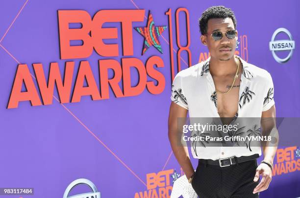 Tyler James Williams attends the 2018 BET Awards at Microsoft Theater on June 24, 2018 in Los Angeles, California.