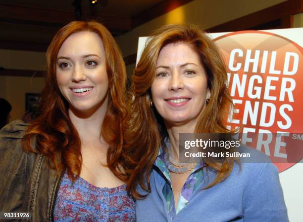 Actors Andrea Bowen and Dana Delany attend the Child Hunger Awareness rally on the Wisteria Lane "Desperate Housewives" set at Universal Studios...