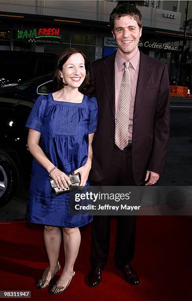 Director Nicholas Stoller and wife Francesca arrive at the Universal Pictures' World Premiere of "Forgetting Sarah Marshall" on April 10, 2008 at...