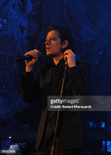 French singer Benjamin Biolay performs at the Palau de la Musica on April 7, 2010 in Barcelona, Spain.