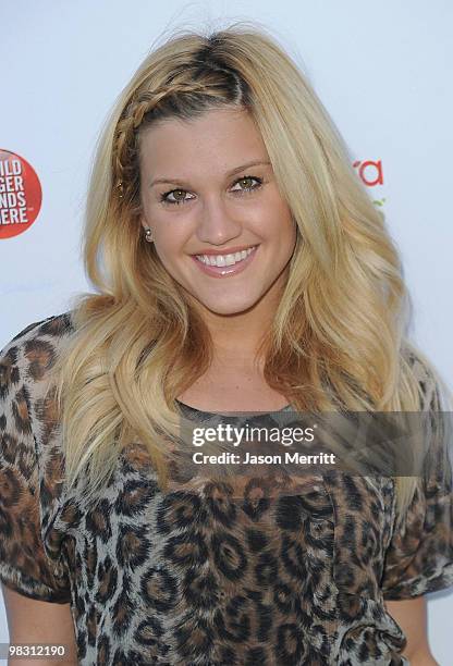 Actress Ashley Roberts attends the celebrity rally on ABC's Wisteria Lane to raise awareness about child hunger on April 7, 2010 in Universal City,...