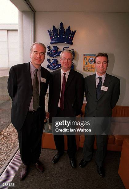 Tim Lamb, Chief Executive of the England and Wales Cricket Board, Rt Hon Chris Smith, Secretary of State and Adam Crozier, Chief Executive of the...