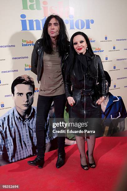 Singer Alaska and husband Mario Vaquerizo attend the "La isla interior" premiere at Capitol cinema on April 7, 2010 in Madrid, Spain.