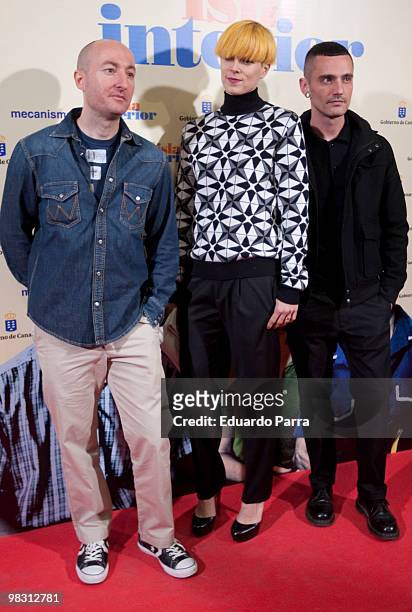 David Delfin, Bimba Bose and a friend attend the "La isla interior" premiere at Capitol cinema on April 7, 2010 in Madrid, Spain.