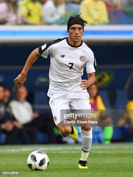 Christian Bolanos of Costa Rica controls the ball during the 2018 FIFA World Cup Russia group E match between Brazil and Costa Rica at Saint...