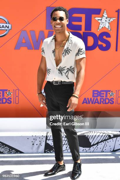 Tyler James Williams attends the 2018 BET Awards at Microsoft Theater on June 24, 2018 in Los Angeles, California.